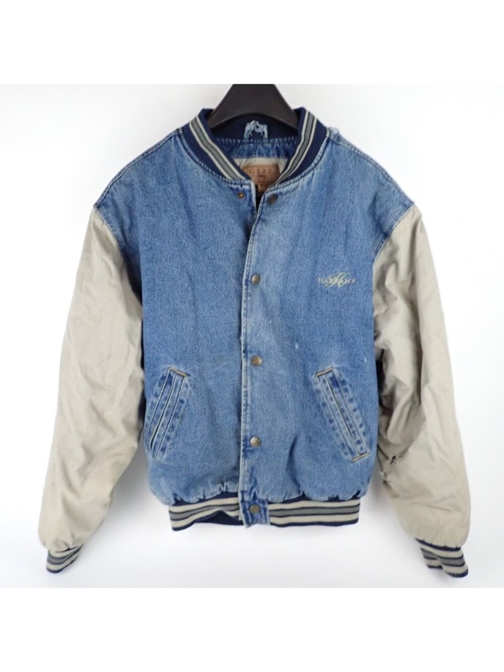 Vintage Denim Jean Bomber Jacket Men’s Medium Harrah’s Las Vegas